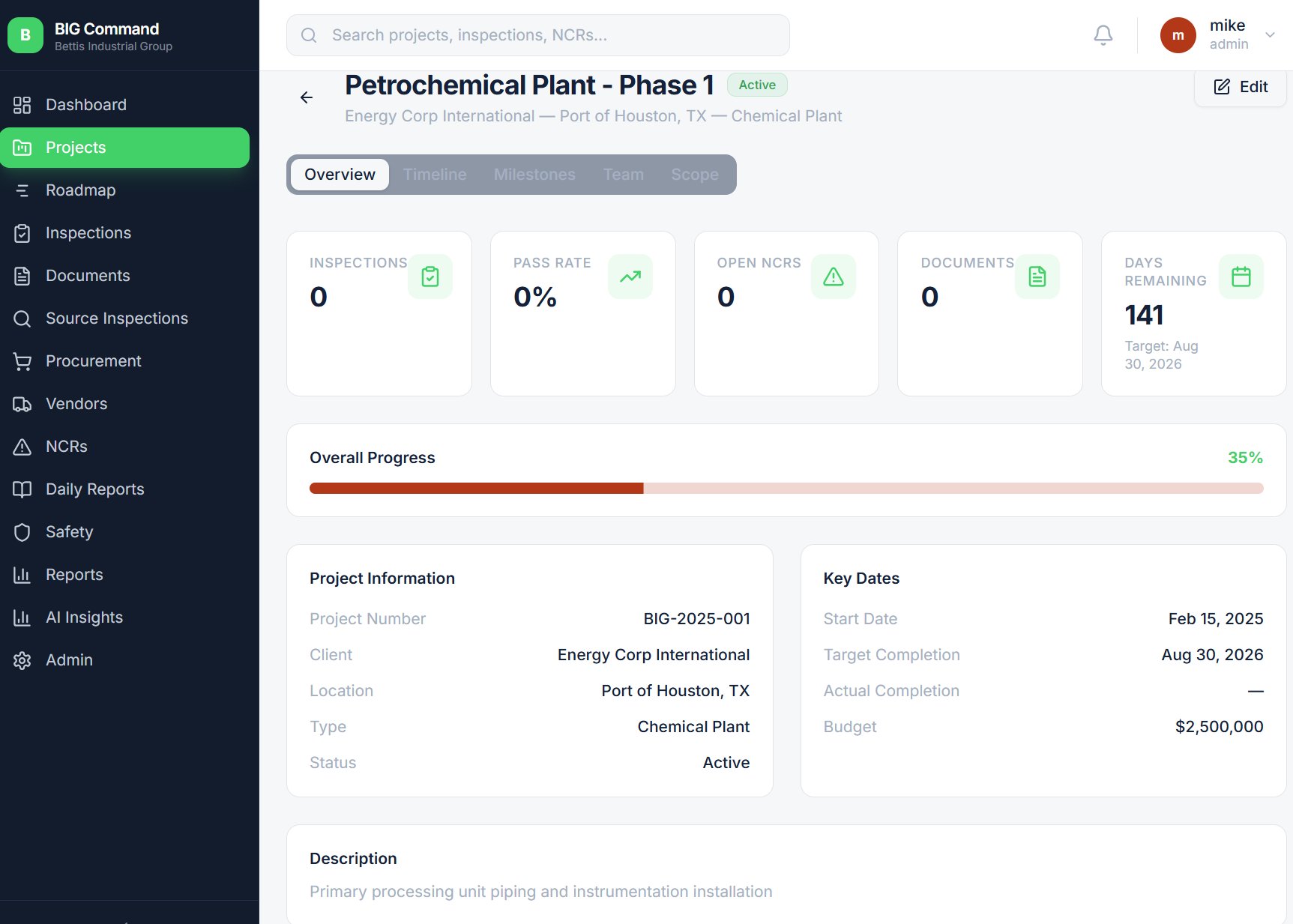 BIG Command Project Overview